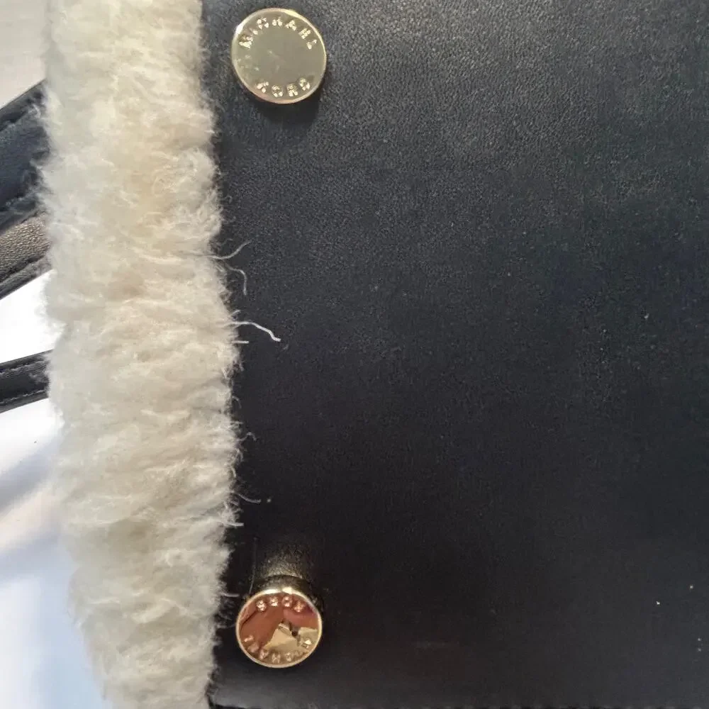 Michael Kors Hamilton Pebbled Leather Sherpa Trimmed‎ Crossbody/Satchel NWT